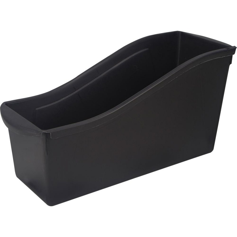 Storex Book Bins - 7" Height X 5.3" Width14.3" Length - Sturdy - Black - Plastic - 6 / Carton