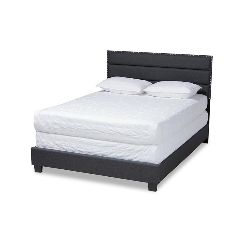 Baxton Studio Ansa Modern And Contemporary Dark Grey Fabric Upholstered King Size Bed
