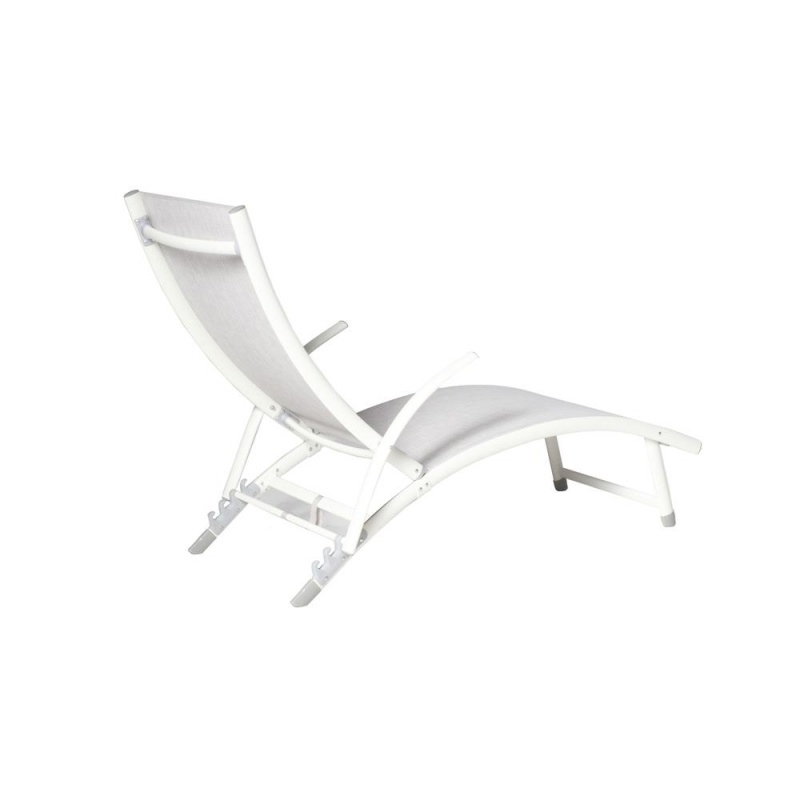 Poolside Stackable/Foldable Chaise Lounge- Loft White