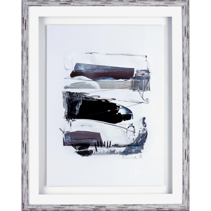 Lorell Abstract Design Framed Artwork - 27.50" X 35.50" Frame Size - 1 Each - Black, White