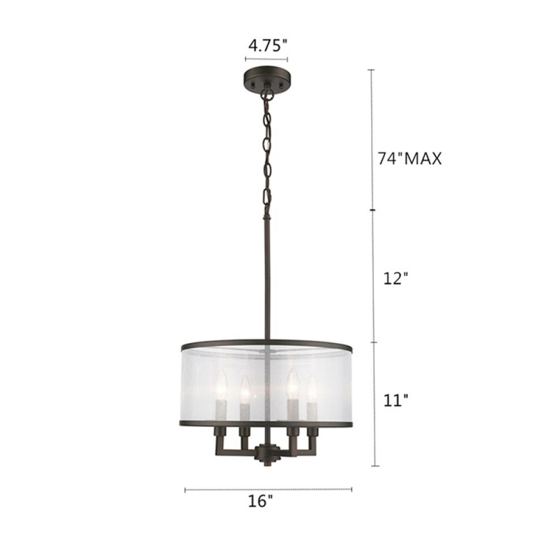 Valentina Transitional 4 Light Rubbed Bronze Ceiling Pendant 16" Wide