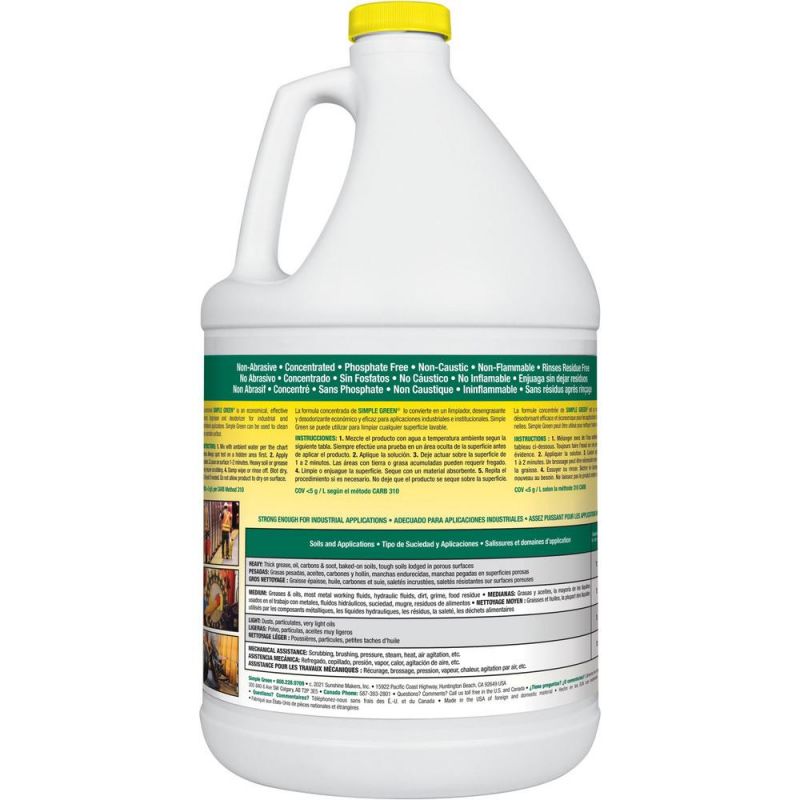 Simple Green Industrial Cleaner/Degreaser - Concentrate - 128 Fl Oz (4 Quart) - Lemon Scent - 6 / Carton - Lemon