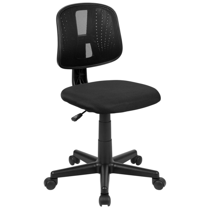 Flash Fundamentals Mid-Back Black Mesh Swivel Task Office Chair With Pivot Back, Bifma Certified