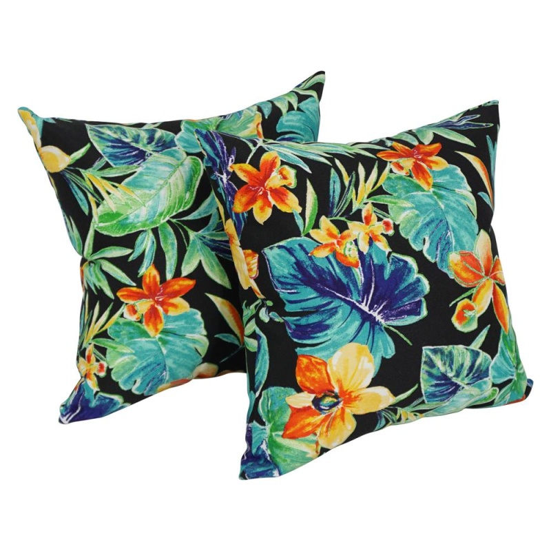 17-Inch Square Solid Polyester Outdoor Throw Pillows (Set of 2)