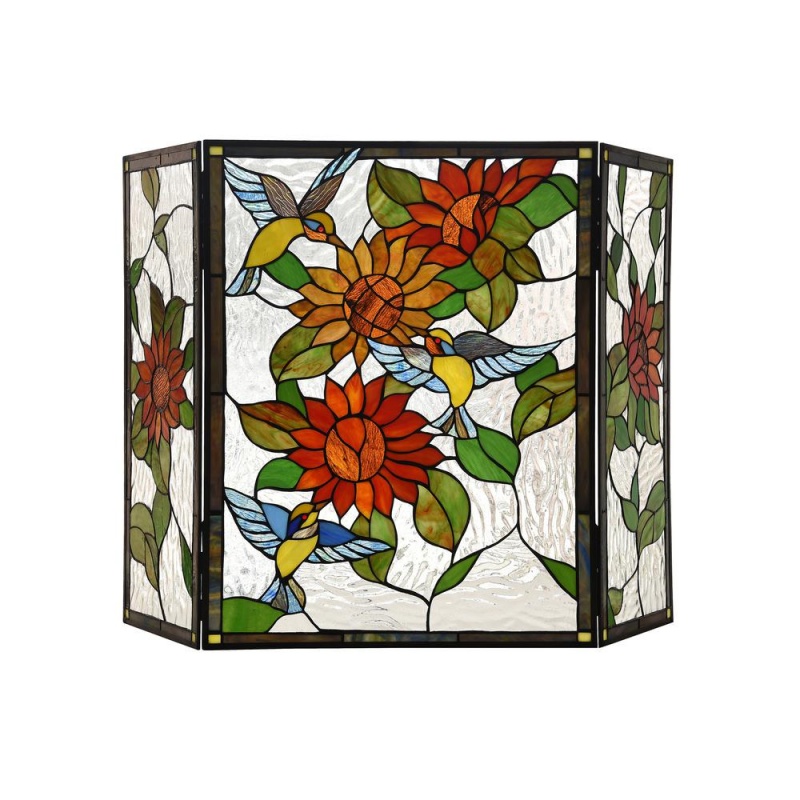 Sunflower Tiffany-Style Fireplace Screen 44" Wide