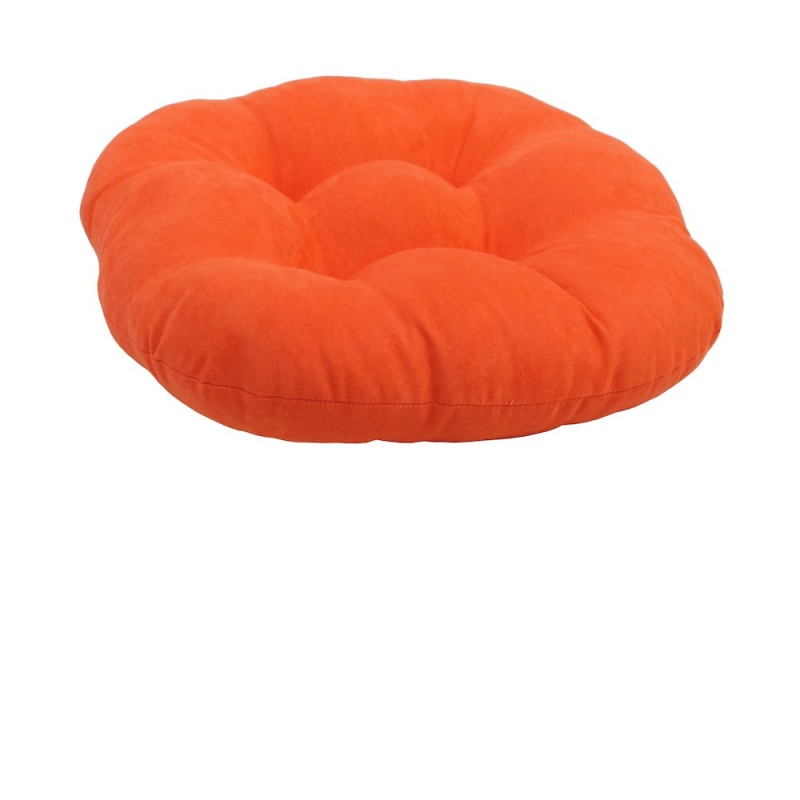 18-Inch Round Solid Micro Suede Tufted Footstool Cushion