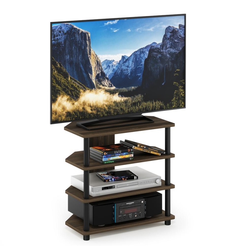 Furinno Turn-N-Tube Easy Assembly 4-Tier Petite Tv Stand, Columbia Walnut/Black
