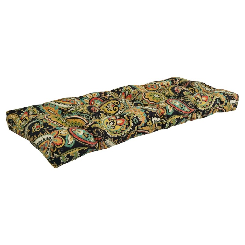 46-Inch By 19-Inch Tufted Patterned Outdoor Spun Polyester Loveseat Cushion