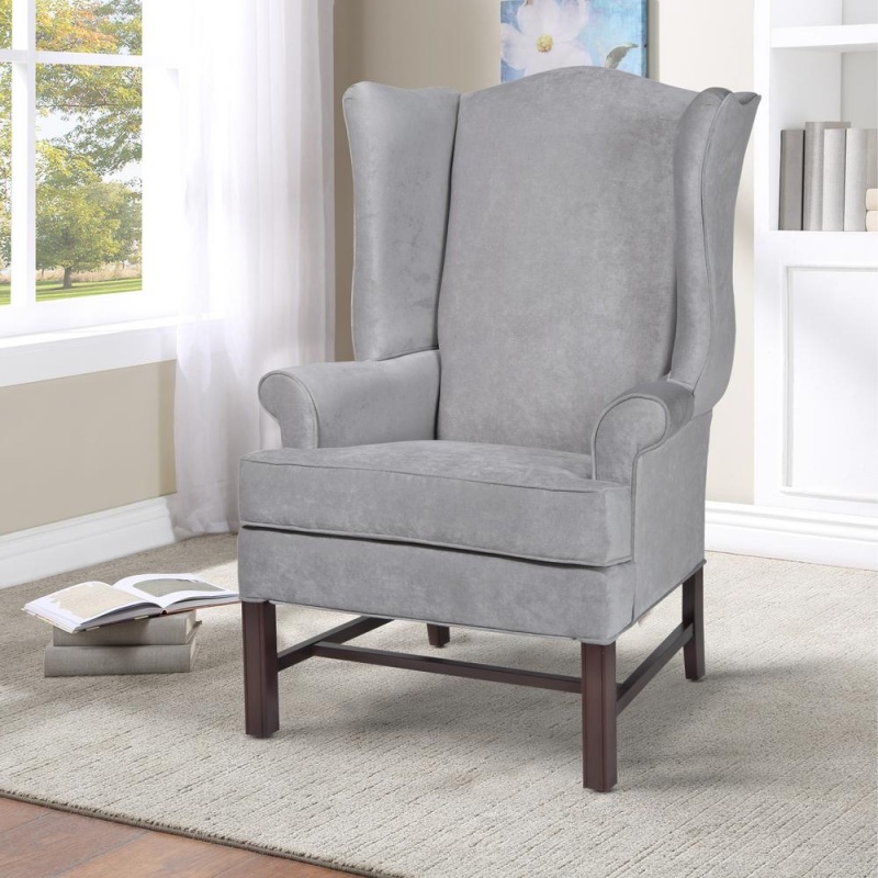 Chippendale Wing Chair -Elizabeth Silver