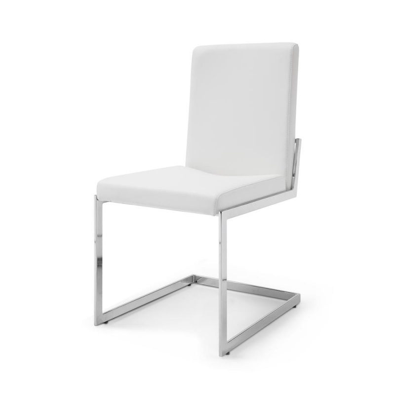 Chily Dining Chair White Faux Leather Chrome Frame