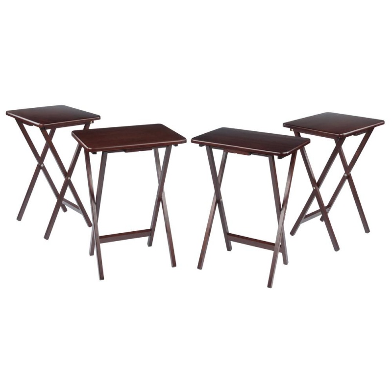 Alex Set of 4 Single Snack Tables in Walnut by Winsome Wood