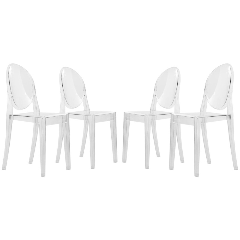 Marion Transparent Acrylic Modern Chair, Set Of 4