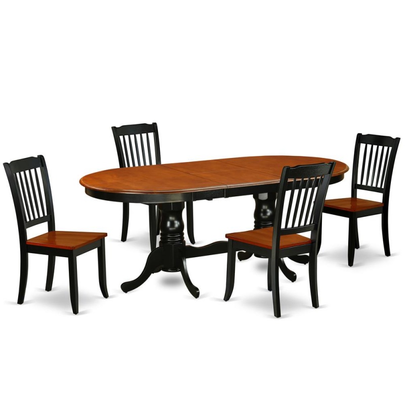 Dining Room Set Black & Cherry, Plda5-Bch-w