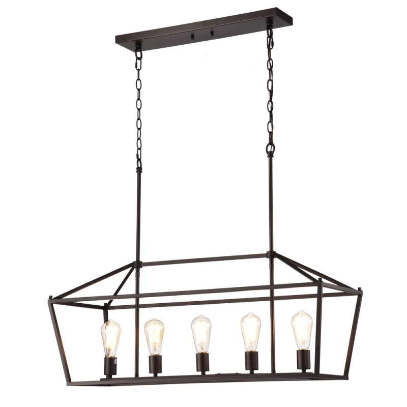 Chloe Lighting Ironclad- Industrial 5 Light Oil Rubbed Bronze Island Pendant Ceiling Fixture 36" Wide