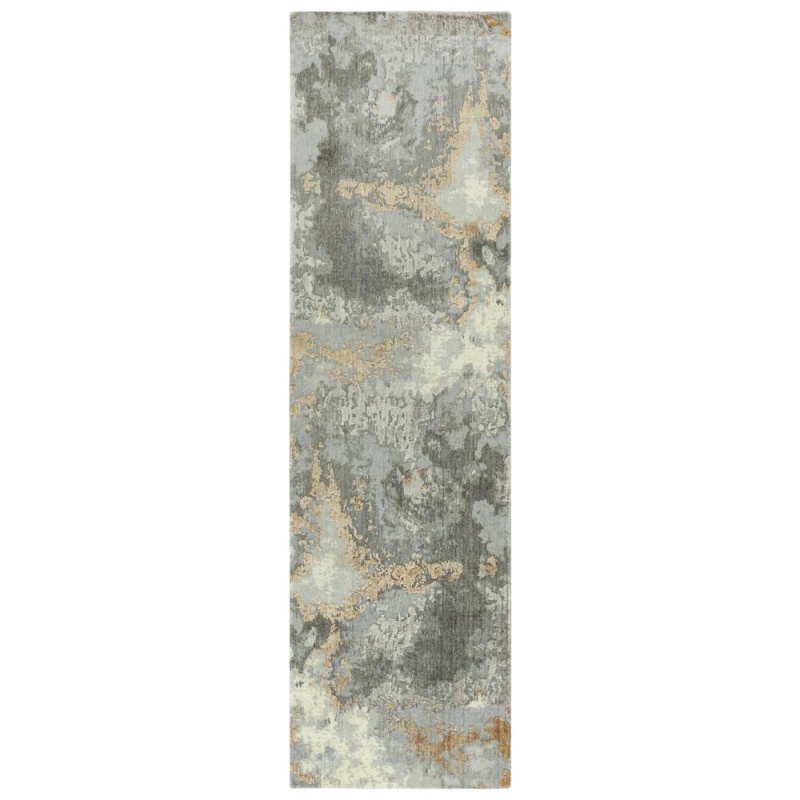 Hybrid Cut Pile Wool/ Tencel Rug, 2'6" X 10'