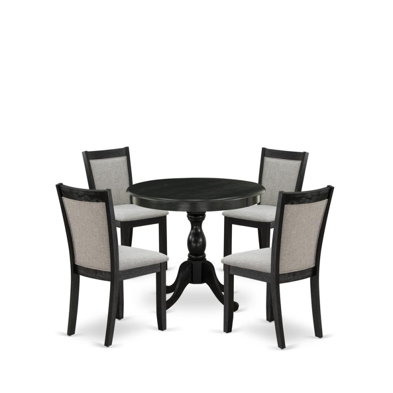 East West Furniture 5-Pc Kitchen Room Table Set Contains A Kitchen Table And 4 Shitake Linen Fabric Parsons Chairs - Wire Brushed Black Finish