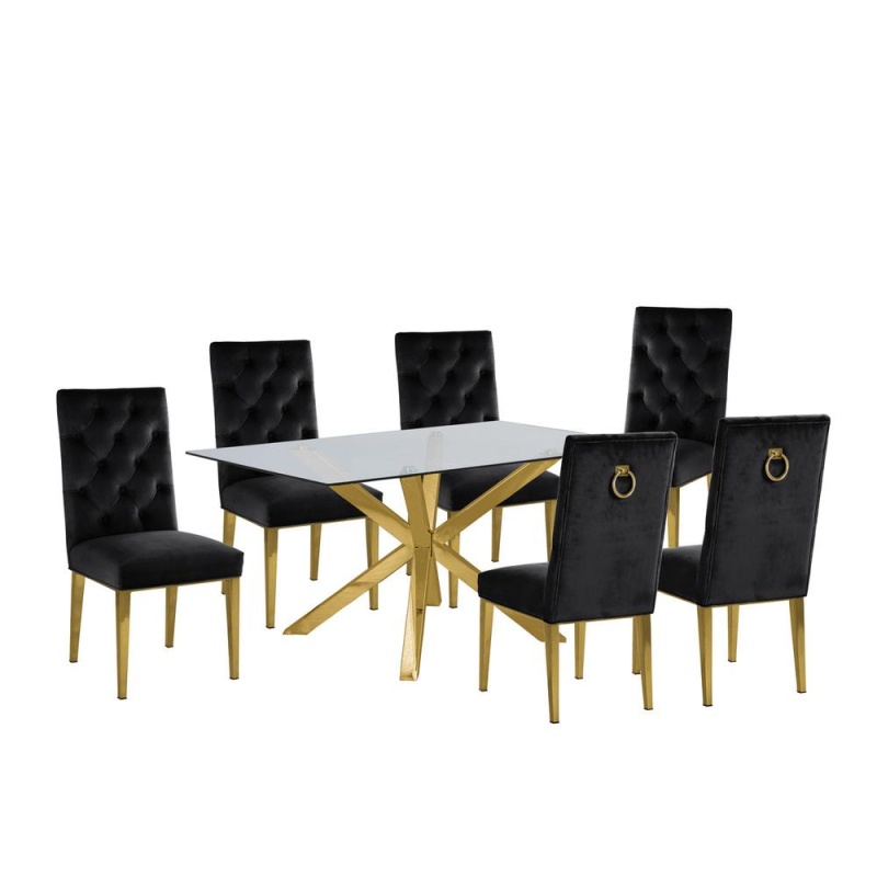 Contemporary 7Pc Dining Set, Black