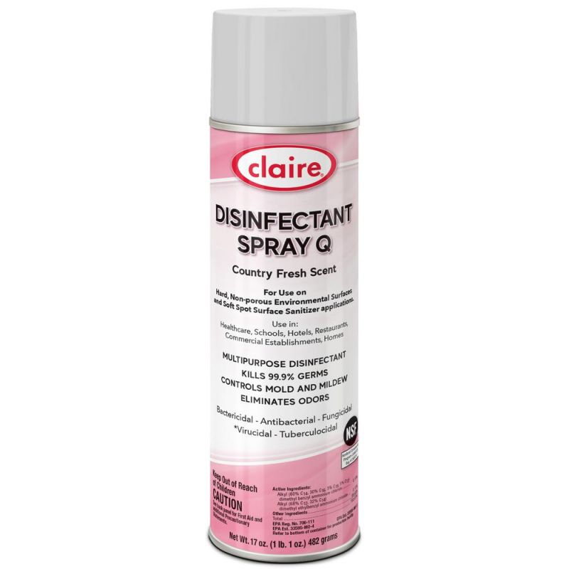 Claire Multipurpose Disinfectant Spray - Ready-To-Use Spray - 17 Fl Oz (0.5 Quart) - Country Fresh Scent - 12 / Carton - Pink