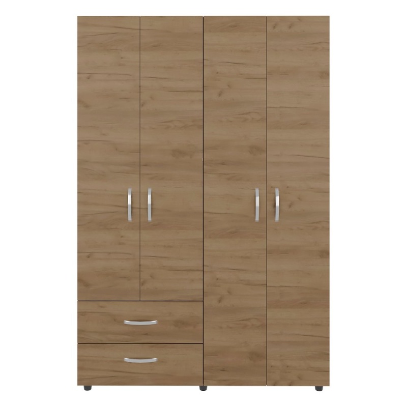 Rye Armoire, 4 Doors, 2 Drawers, 3 Shelves, Natural Oak