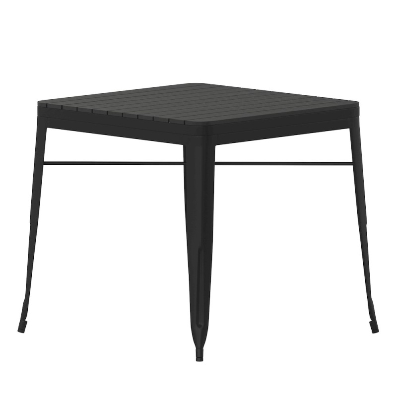 31.5" Black Steel Patio Dining Table For 4