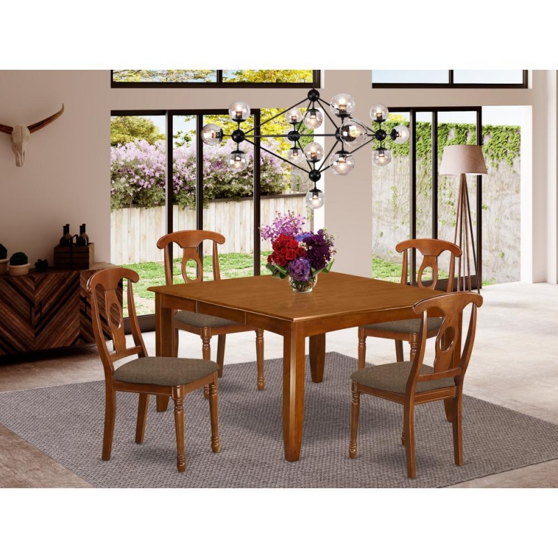 5 Pc Dining Room Set-Table With Leaf And 4 Dinette Chairs