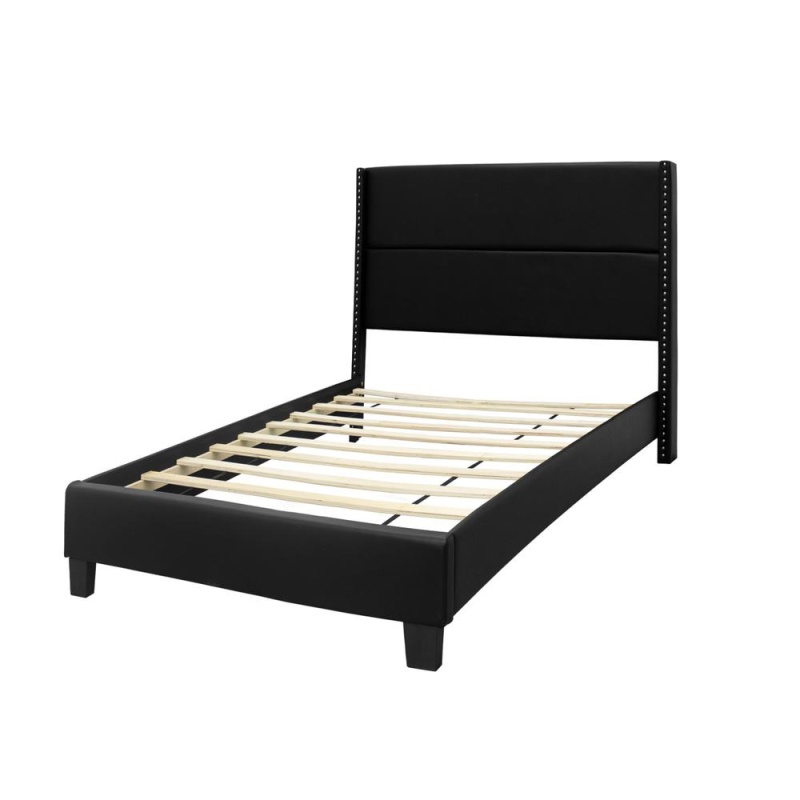 Better Home Products Giulia Faux Leather Upholstered Twin Platform Bed In Black