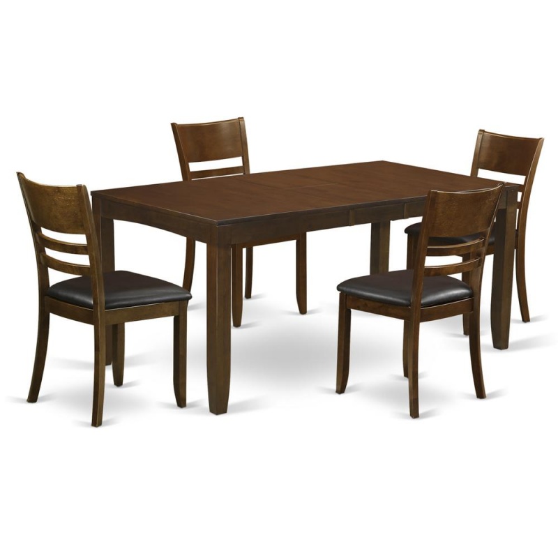 5 Pc Dining Room Set For 4-Dining Table With Leaf And 4 Dining Chairs