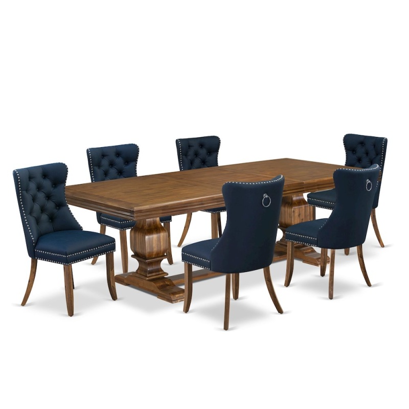 7 Pieces Dining Set with Rectangle Kitchen Table and 6 Modern Chairs