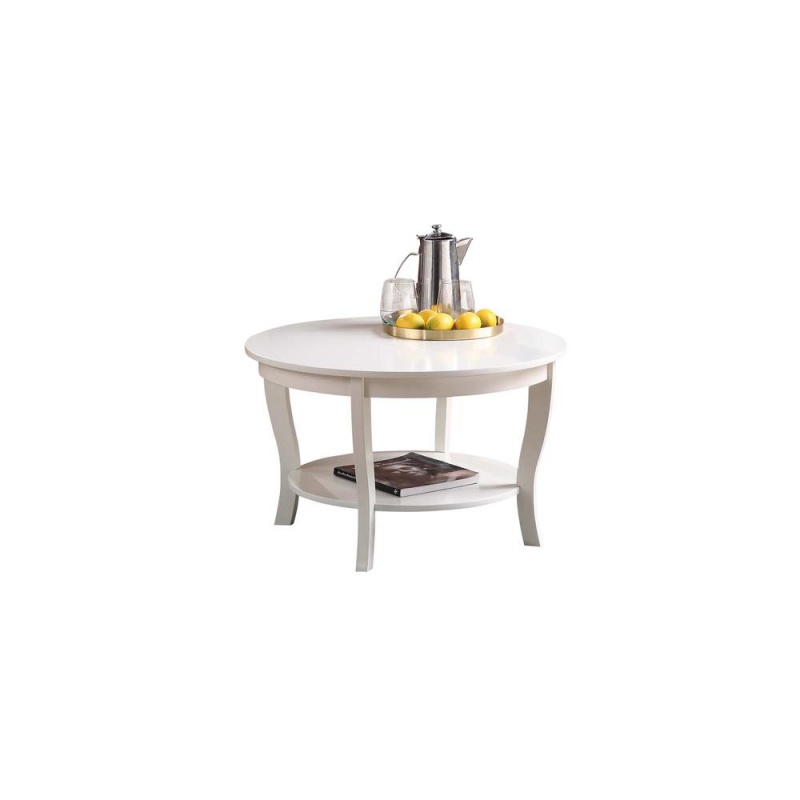 American Heritage Round Coffee Table With Shelf, White