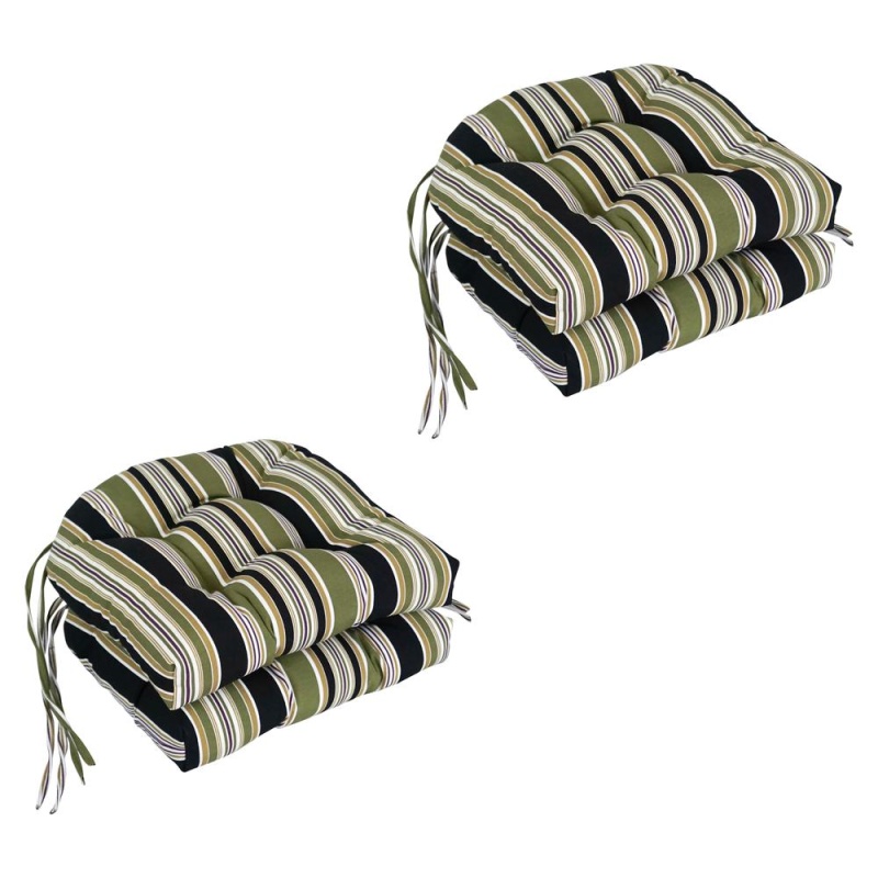 16-Inch Spun Polyester Patterned Outdoor U-Shaped Tufted Chair Cushion