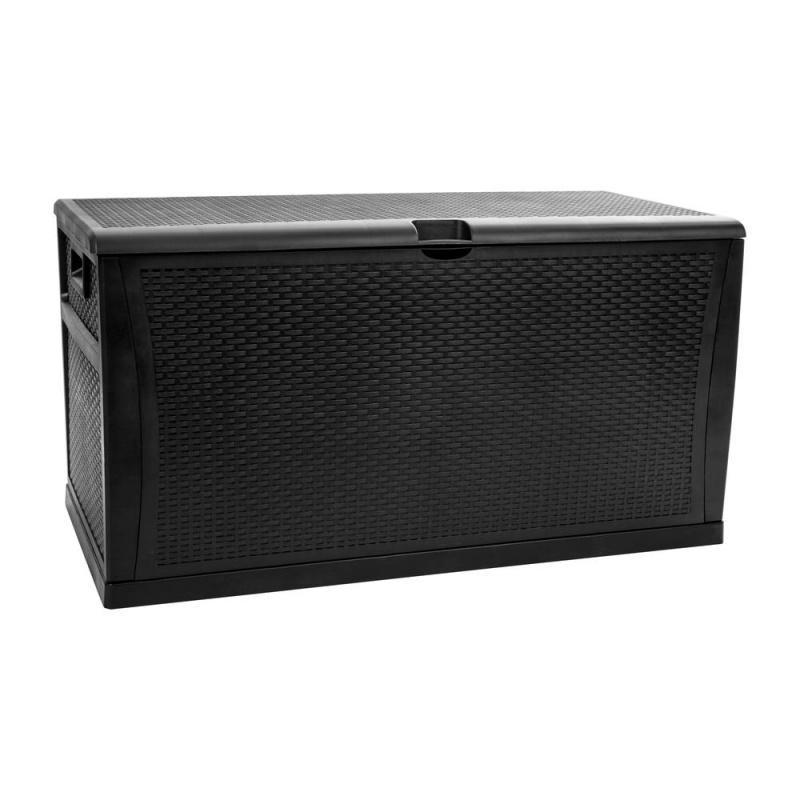 120 Gallon Plastic Deck Box - Waterproof Storage Box in Black by Flash Furniture