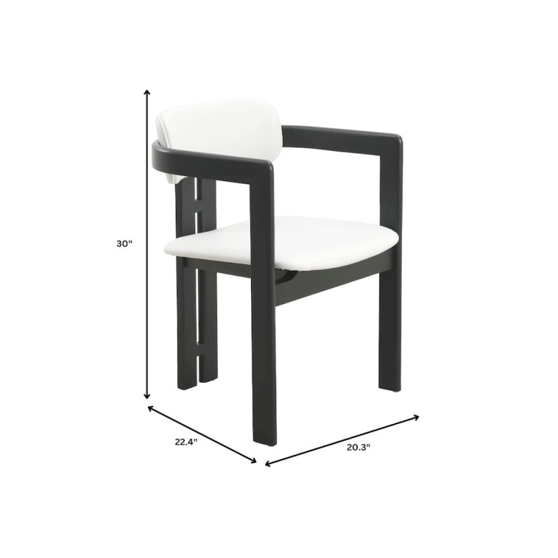 Velo Series Modern Dining Chair in Black Wood with Off-White Seat