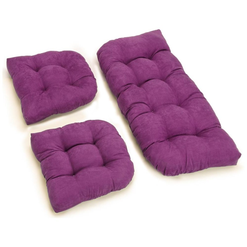 U-Shaped Microsuede Tufted Settee Cushion Set (Set Of 3) 93180-S3-Ms-Uv