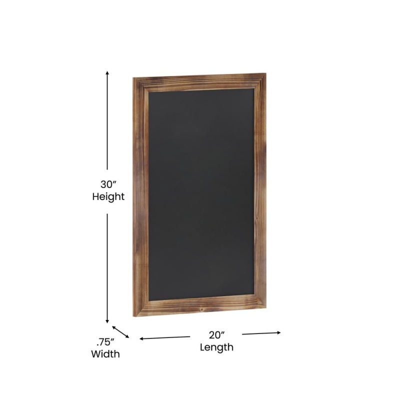 Canterbury 20" X 30" Torched Wood Wall Mount Magnetic Chalkboard Sign