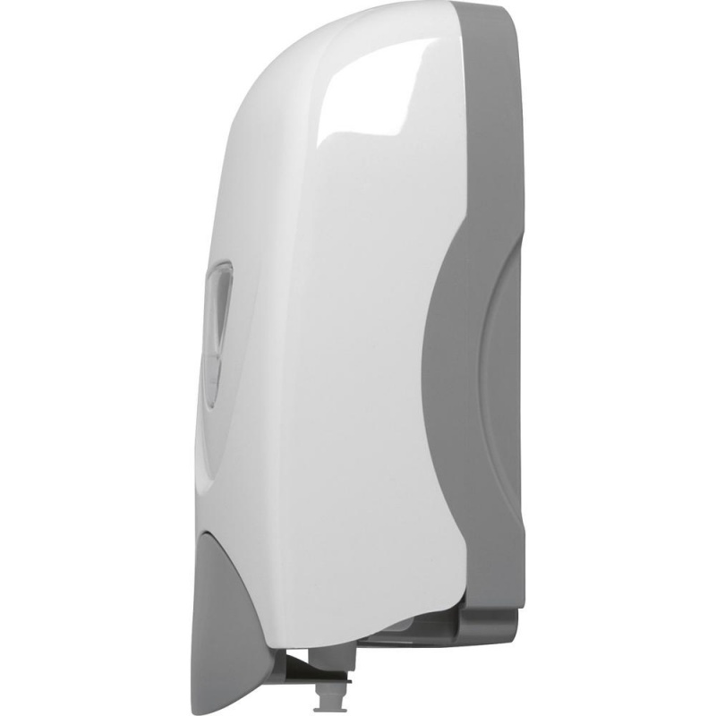 Genuine Joe Foam-Eeze Foam Soap Dispenser - Manual - 1.06 Quart Capacity - Refillable, Site Window, Durable - White, Gray - 12 / Carton