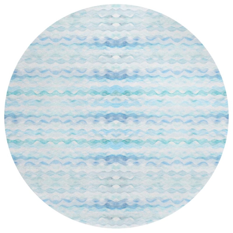 Indoor/Outdoor Surfside Blue Washable 8' x 8' Round Rug