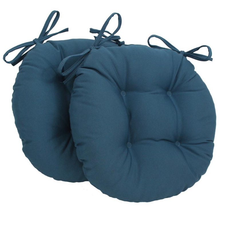 16-Inch Solid Twill Round Tufted Chair Cushions (Set of 2)