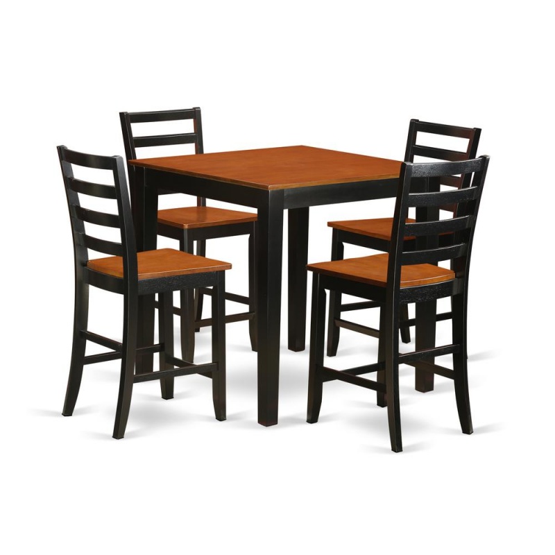 5 Pc Counter Height Pub Set - Counter Height Table And 4 Kitchen Dining Chairs
