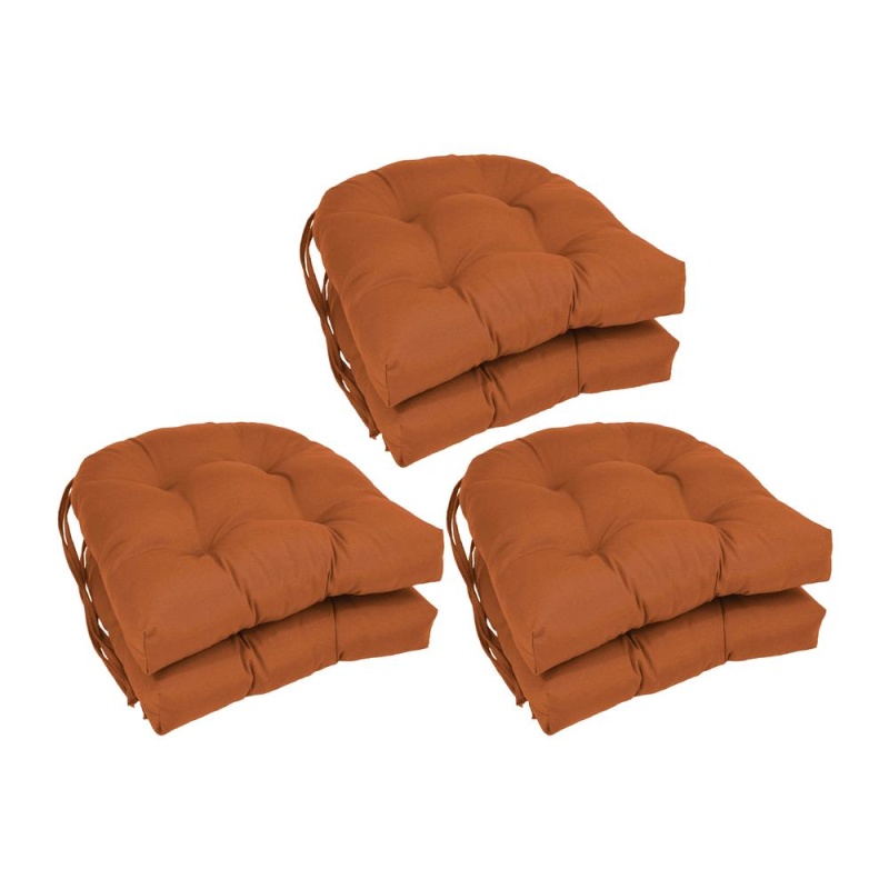 16-Inch Solid Twill U-Shaped Tufted Chair Cushions (Set of 6)
