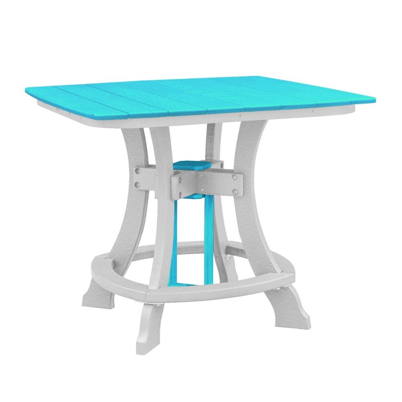 Os Home And Office Model 44S-C-Arw Counter Height Square Table In Aruba Blue With White Base