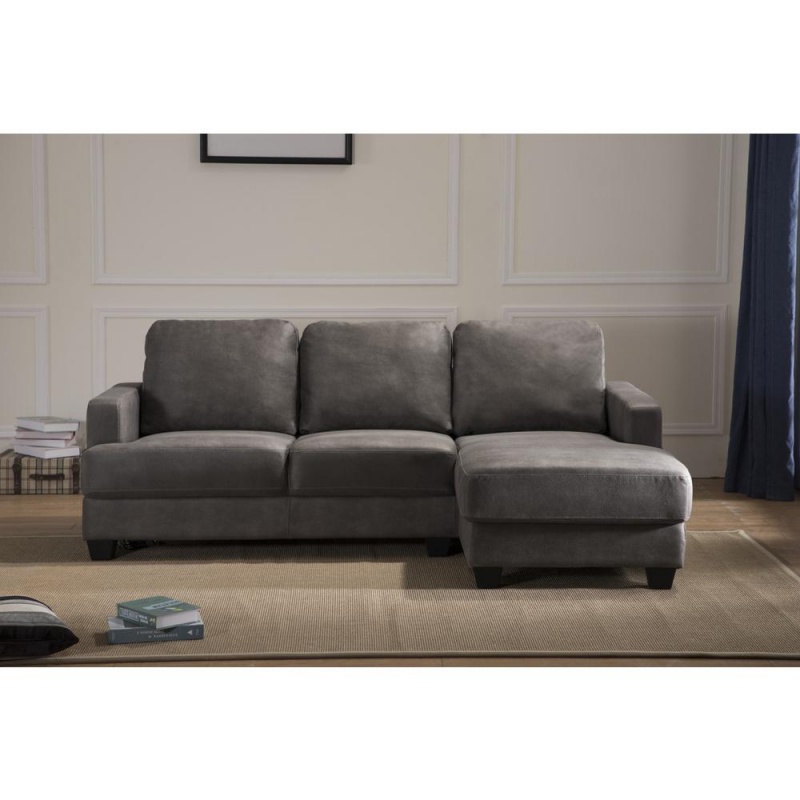 Caleb Gray Fabric Sectional Sofa Chaise With Usb Charger And Tablet Pocket