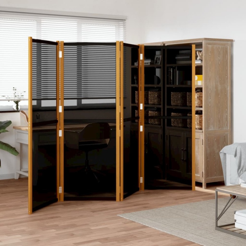 4-Panel Room Divider Black 110.2" x 70.9"