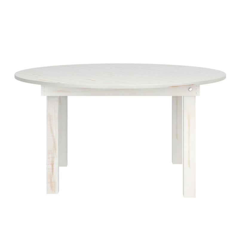 60" Round White Farmhouse Folding Table