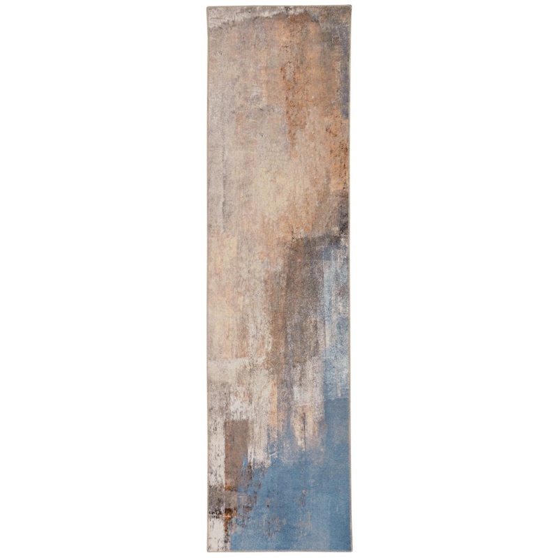 Linon Washable Kyler Beige/Blue 2x8 Rug