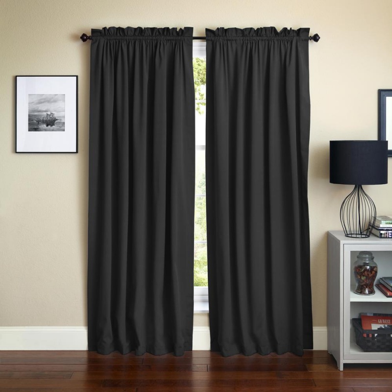 Blazing Needles 84-Inch By 52-Inch Twill Curtain Panels (Set Of 2)