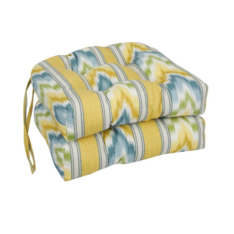 16-Inch Spun Polyester Outdoor U-Shaped Tufted Chair Cushion