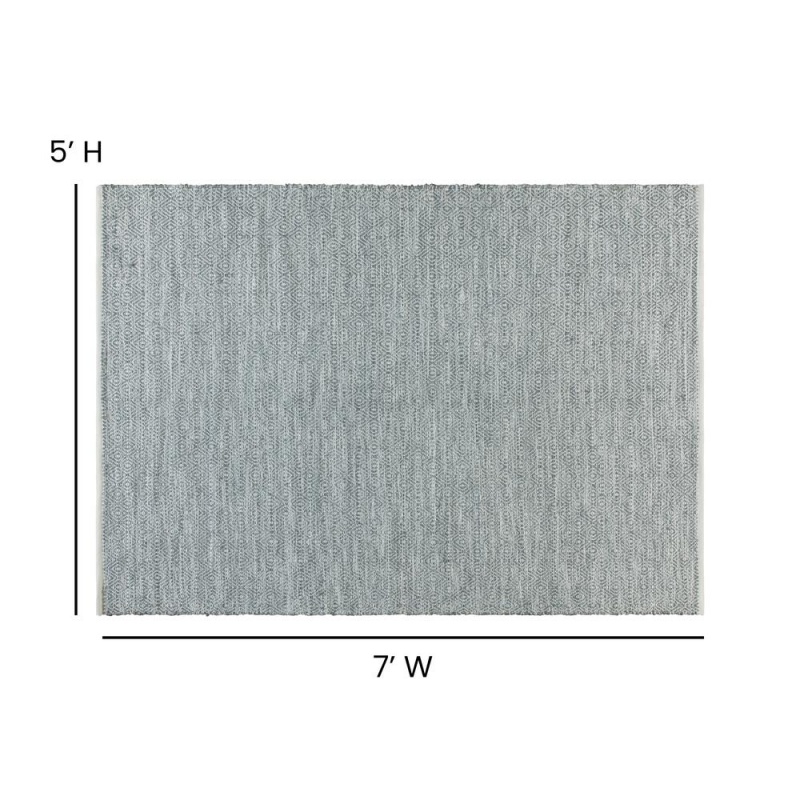 5' X 7' Handwoven Indoor/Outdoor Diamond Pattern Area Rug In Grey