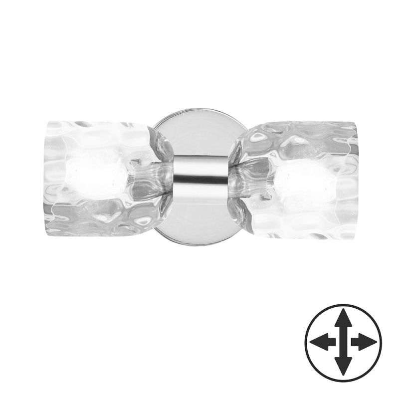 2 Light Polished Chrome Wall Sconce with Clear Water Glass