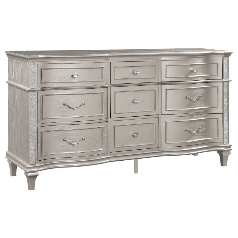 Evangeline 9-Drawer Dresser in Silver Oak