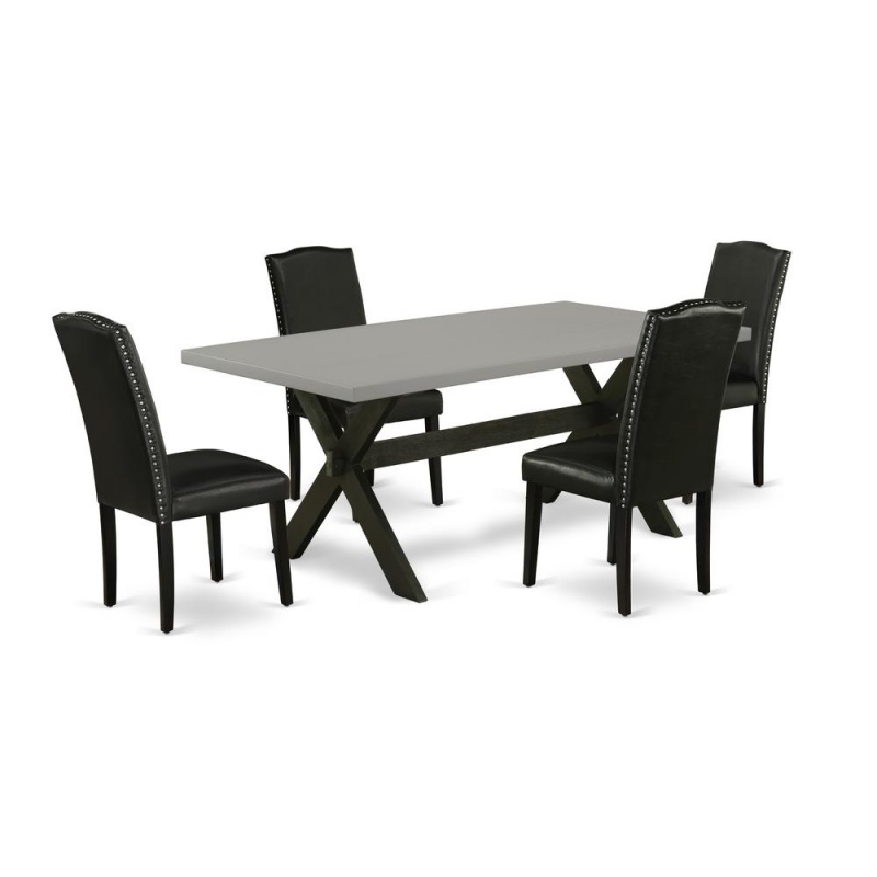 5-Pc Dining Room Set with Padded Parson Chairs